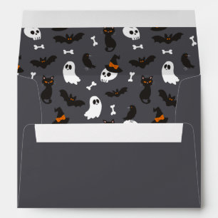 Gray Ghosts Skulls Ravens Cats Halloween Party Envelope