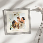 Gray Gingham Christmas Square Photo Vintage  Holiday Card<br><div class="desc">Celebrate the season with this clean and cozy holiday card featuring a soft gray gingham border and square photo layout. Add your favorite family picture and a warm message to share your joy with loved ones near and far.</div>