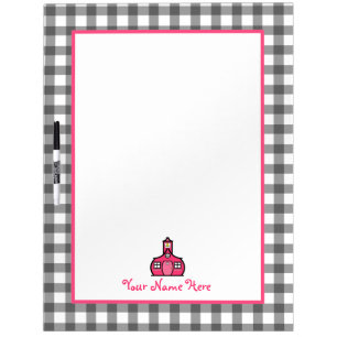 Gray Gingham Large Dry Erase Board For Teachers