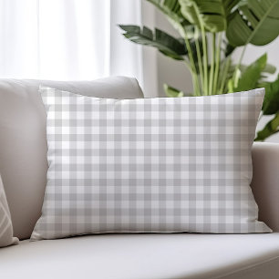 Gray Gingham Lumbar Pillow