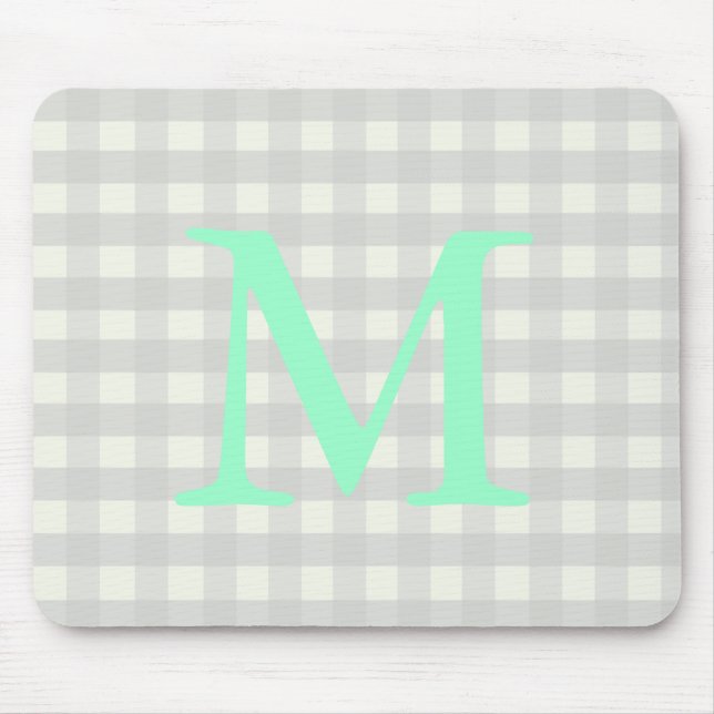 Gray Gingham Mouse Pad (Front)