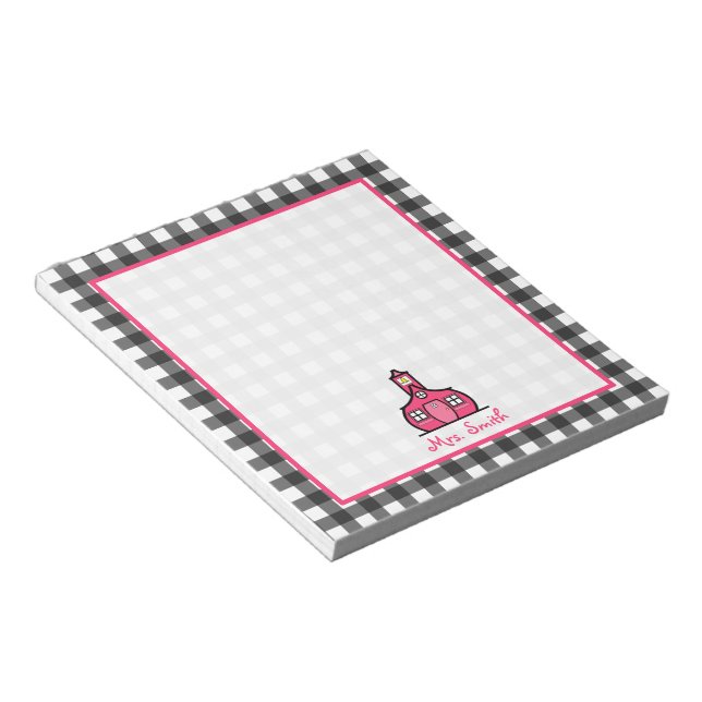 Gray Gingham Teacher Notepad (Angled)
