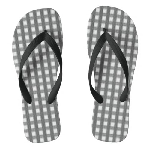 Gray Gingham Vintage Checks Sandal Flip Flops 