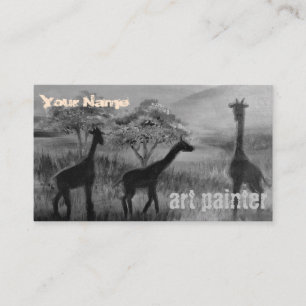 Gray Giraffe Elefant Picture Modern Artist Painter Business Card