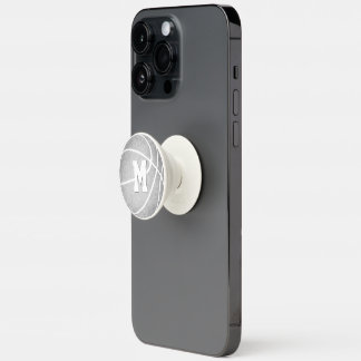 gray girly basketball w monogram PopSocket