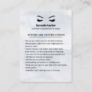 Gray Glam Eyelash Browbar Aftercare Instructions Business Card