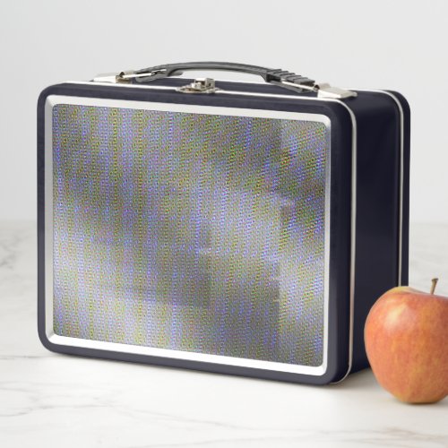 Gray Glitch Art Micro Points Vaporwave Aesthetic Metal Lunch Box