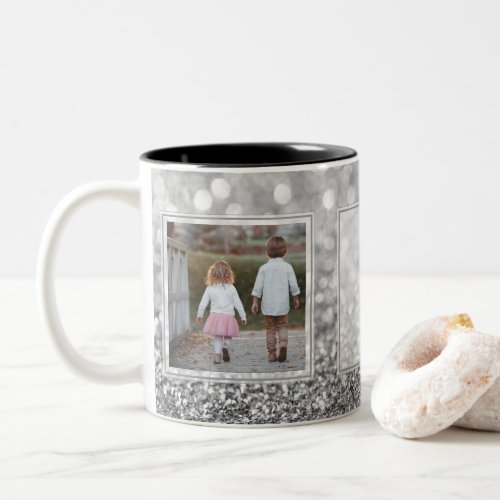 Gray Glitter 2 Pictures wText Design Your Own Two_Tone Coffee Mug