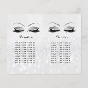 Gray Glitter Makeup Eye Lash Prices Leaflet Logo Flyer