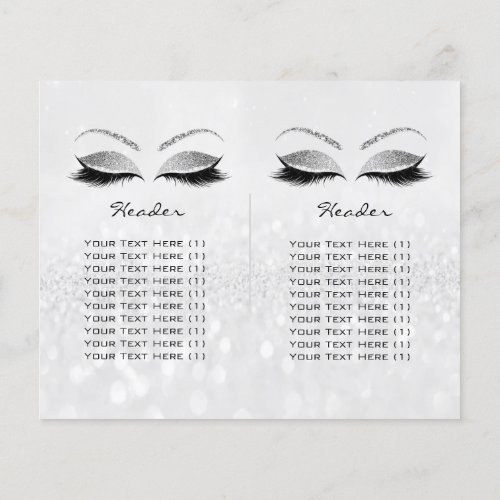 Gray Glitter Makeup Eye Lash Prices Leaflet Logo Flyer