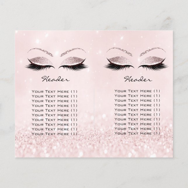 Gray Glitter Makeup Eye Lash Prices Leaflet Logo Flyer (Back)