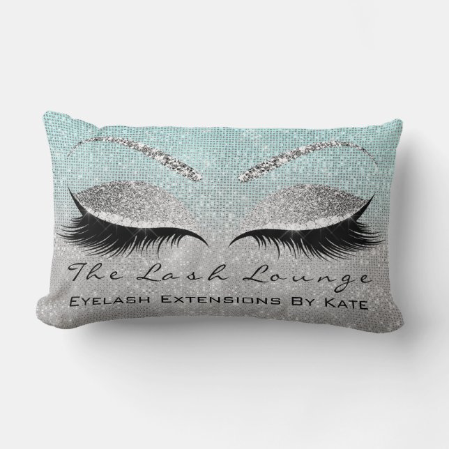 Gray Glitter Makeup Lashes Beauty Aqua  Lumbar Pillow (Front)