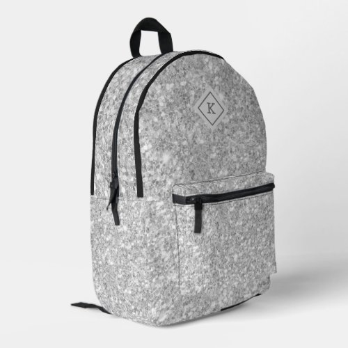 Gray glitter white sparkles glitter texture print printed backpack