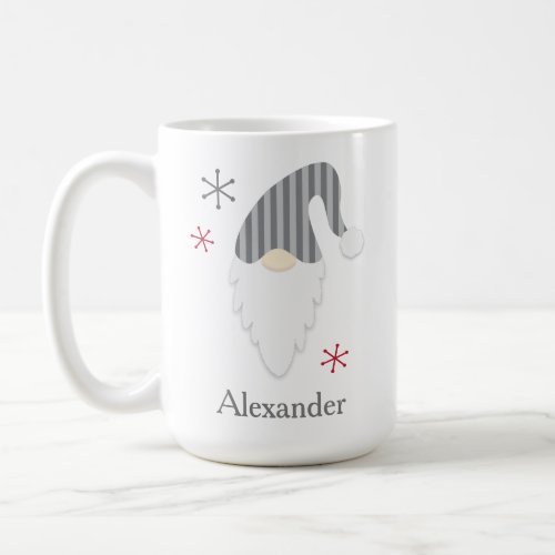 Gray Gnome And Snowflake Holiday Mug