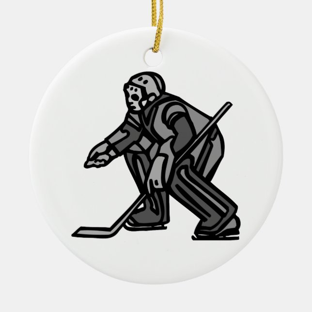 Gray Goalie Ceramic Ornament (Front)