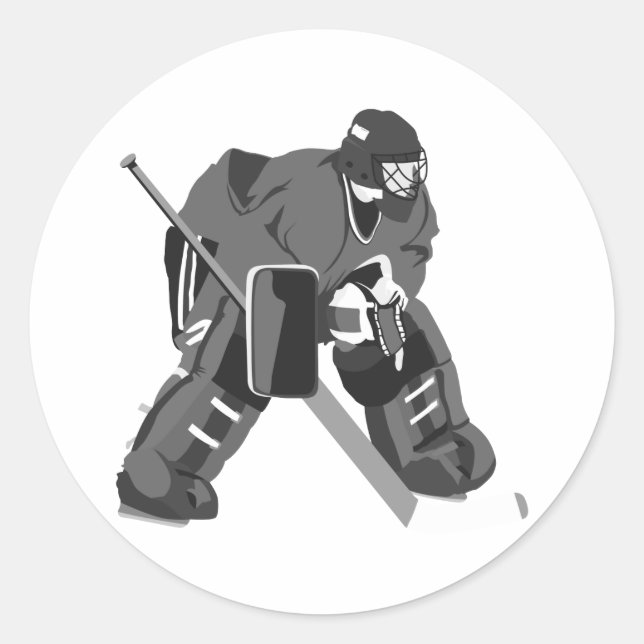 Gray Goalie Hockey Classic Round Sticker (Front)