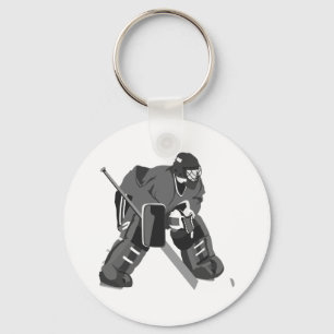 Gray Goalie Hockey Keychain