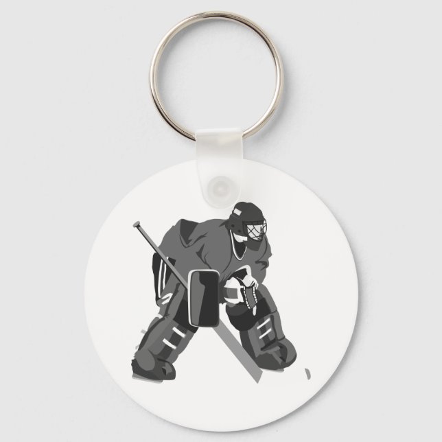 Gray Goalie Hockey Keychain (Front)