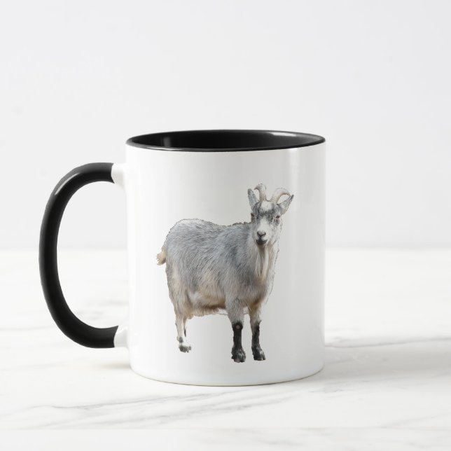 Gray Goat Farm Animal, Cute Nature Photography Mug (Left)