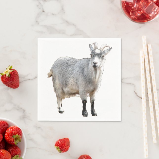 Gray Goat Farm Animal, Cute Nature Photography Napkins (Insitu)