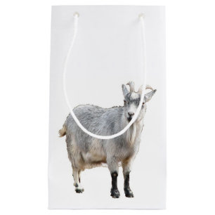 Gray Goat Farm Animal, Cute Nature Photography Small Gift Bag