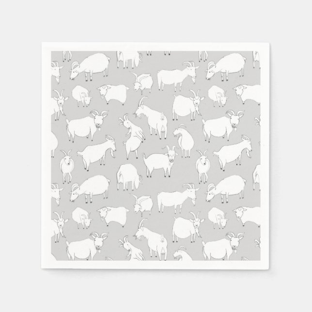 Gray Goats Playing Napkins (Front)