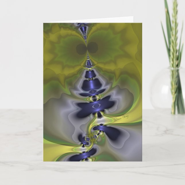 Gray Goblin in Green, Fun Spooky Imp Card (Front)