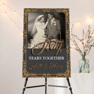 Gray & Gold 60th Wedding Anniversary  Foam Board