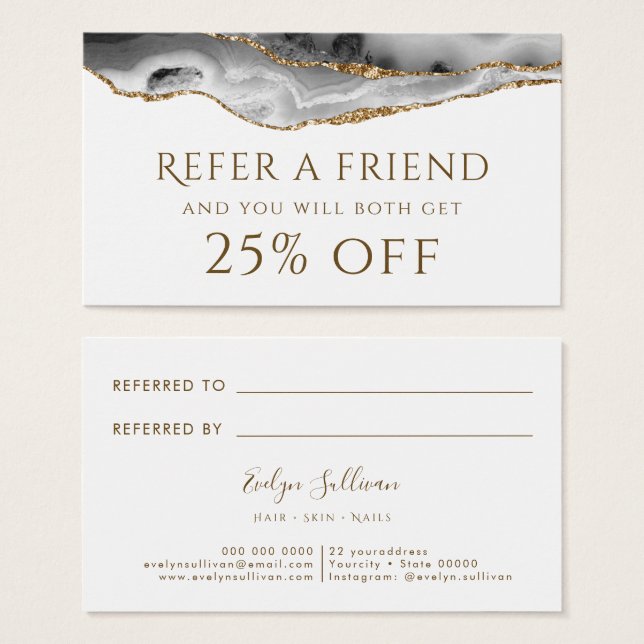 Gray Gold Agate Referral Card (Front & Back)