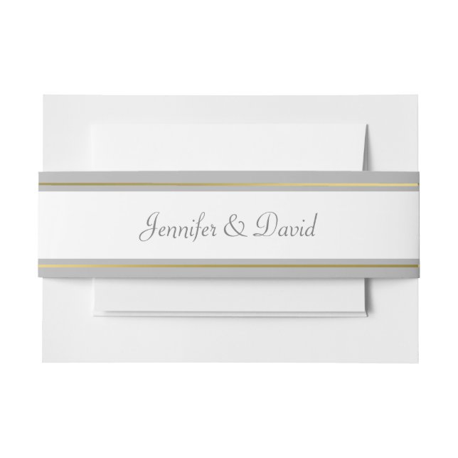 Gray, Gold and White Custom Wedding Belly Band (Front Example)