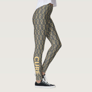 Gray & Gold Awareness Ribbon Hope & Cure Leggings