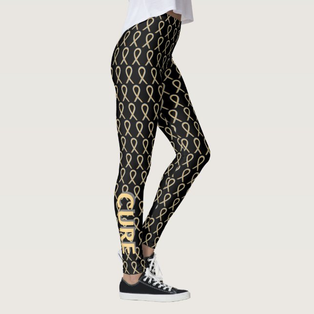 Gray & Gold Awareness Ribbon Hope & Cure Leggings (Right)