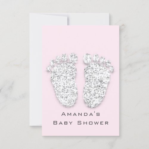 Gray Gold Baby Shower Feet Foot Silver Girl Pink Invitation