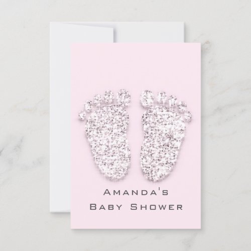 Gray Gold Baby Shower Feet Foot White Girl Pink Invitation