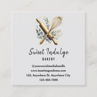Gray Gold Baking Utensil Square Bakery Square Business Card