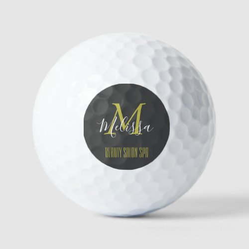 Gray Gold Beauty Salon SPA by Melissa Monogram  Golf Balls