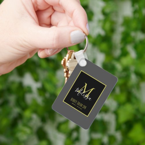 Gray Gold Beauty Salon SPA Monogram  Keychain