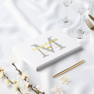 Gray Gold Bowtie Monogram Gay Wedding Foil Guest Book