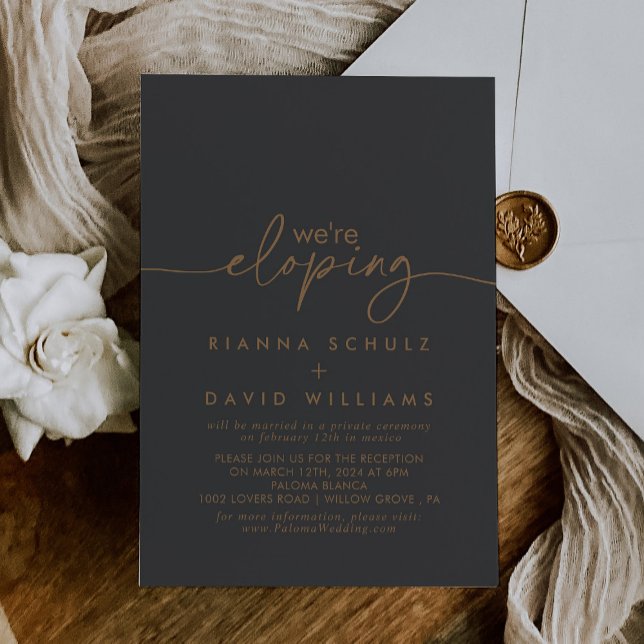 Gray Gold Classic Elopement Reception Invitation (Creator Uploaded)