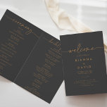 Gray Gold Classic Folded Wedding Program<br><div class="desc">This gray gold classic folded wedding program is perfect for a modern wedding. The simple and elegant design features classic and fancy script typography in burnt gold. 

Include a quote or short message,  order of service,  wedding party and thank you message.</div>