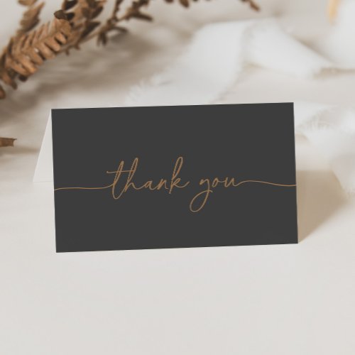 Gray Gold Classic Folded Wedding Thank You Card