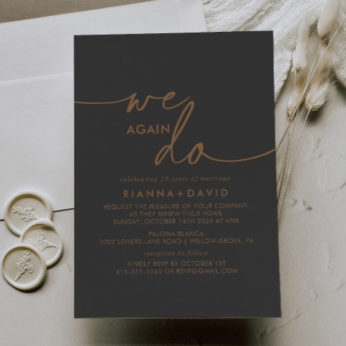 Gray Gold Classic We Do Again Vow Renewal Invitation