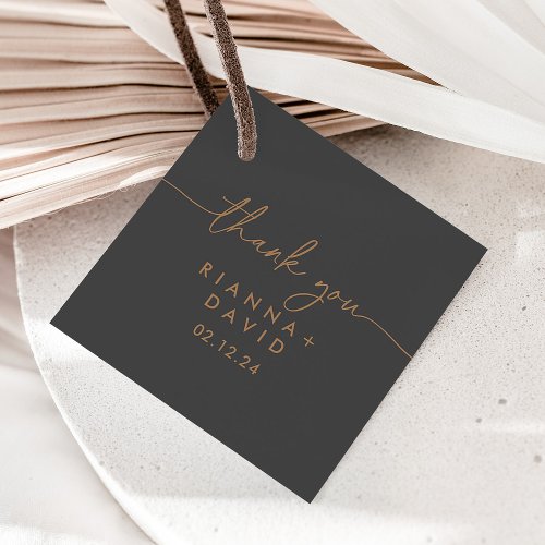 Gray Gold Classic Wedding Favor Tags