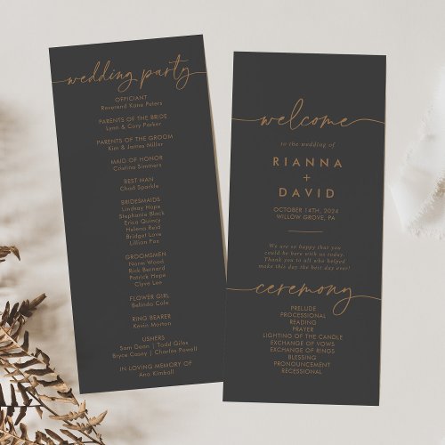 Gray Gold Classic Wedding Program