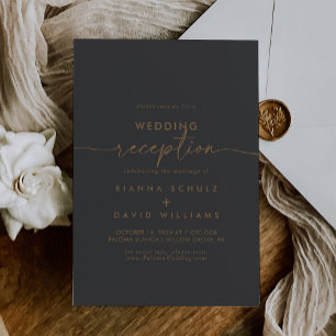 Gray Gold Classic Wedding Reception Invitation