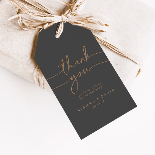 Gray Gold Classic Wedding Thank You Gift Tags