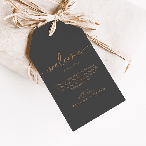 Gray Gold Classic Wedding Welcome Gift Tags