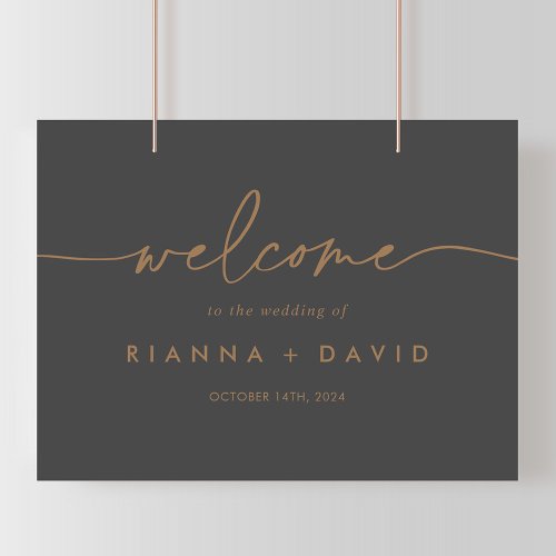 Gray Gold Classic Wedding Welcome Sign