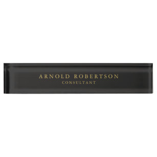 Gray Gold Color Chic Classical Desk Name Plate