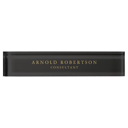 Gray Gold Color Chic Classical Desk Name Plate